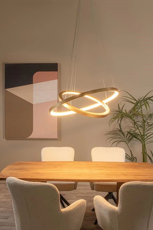 Lucide Premium VIDAL - Pendant light - Ø 78 cm - LED Dim. - 1x92W 2700K - Matt Gold / Brass - atmosphere 2